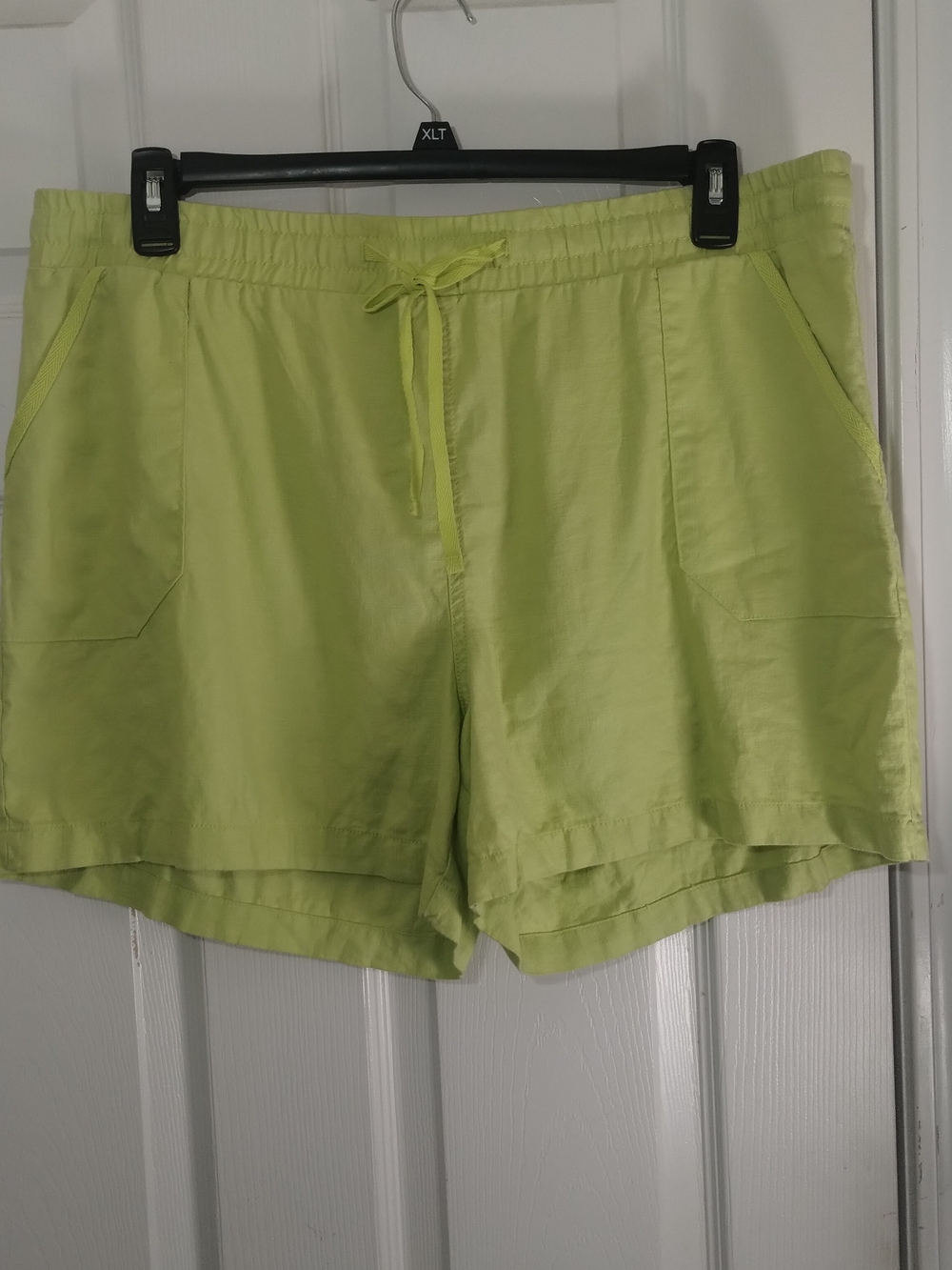 NWT Lime Green Linen Blend Drawstring Women's Shorts